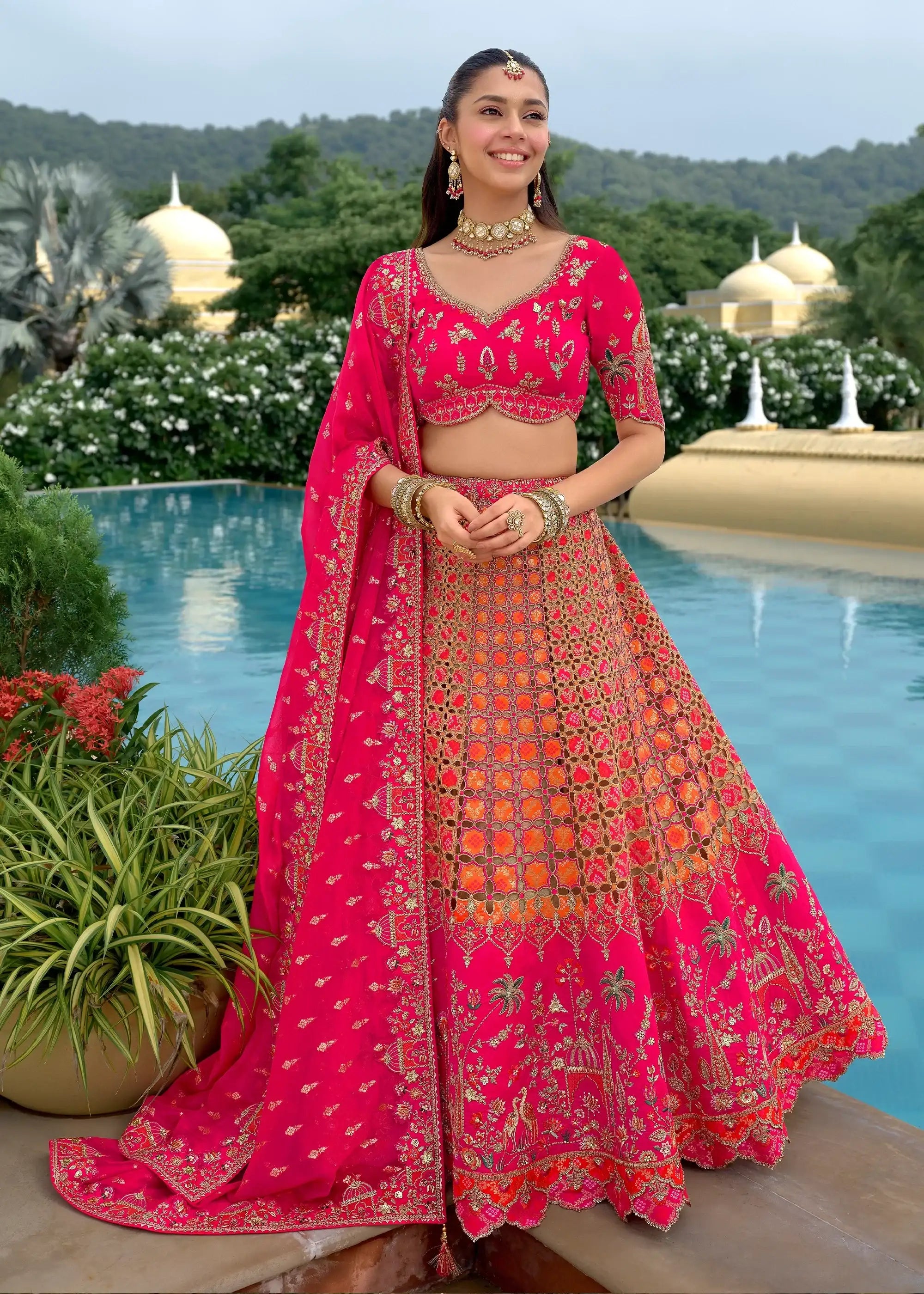 Nayoora Anaara Artisanal Embroidered Silk Heritage Lehenga