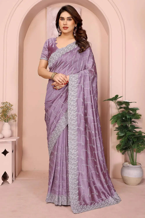 Nayoora Lavanya Artisanal Lavender Twill Net Saree