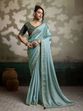 Nayoora Sage Mist Embroidered Saree