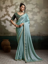 Nayoora Sage Mist Embroidered Saree