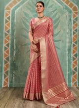 Nayoora Rosewood Pink Tissue Cotton Zari Saree