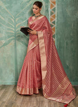 Nayoora Rosewood Pink Tissue Cotton Zari Saree
