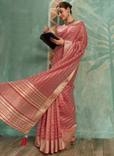 Nayoora Rosewood Pink Tissue Cotton Zari Saree