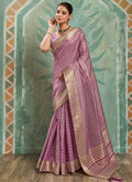 Nayoora Purple Tissue Cotton Zari Work Designer Saree