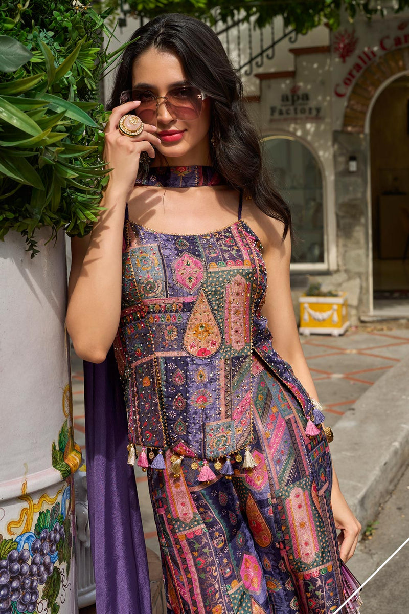 Nayoora Banarasi Jacquard Silk 3-Piece Indo-Western Set