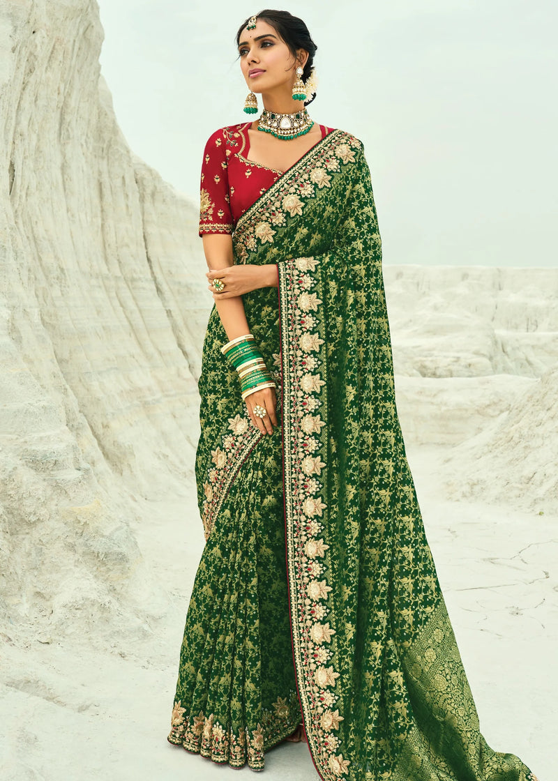 Nayoora Emerald Royale Georgette Embroidered Saree