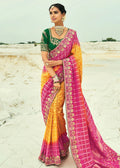 Nayoora Royal Sunset Pink & Mustard Georgette Embroidered Saree