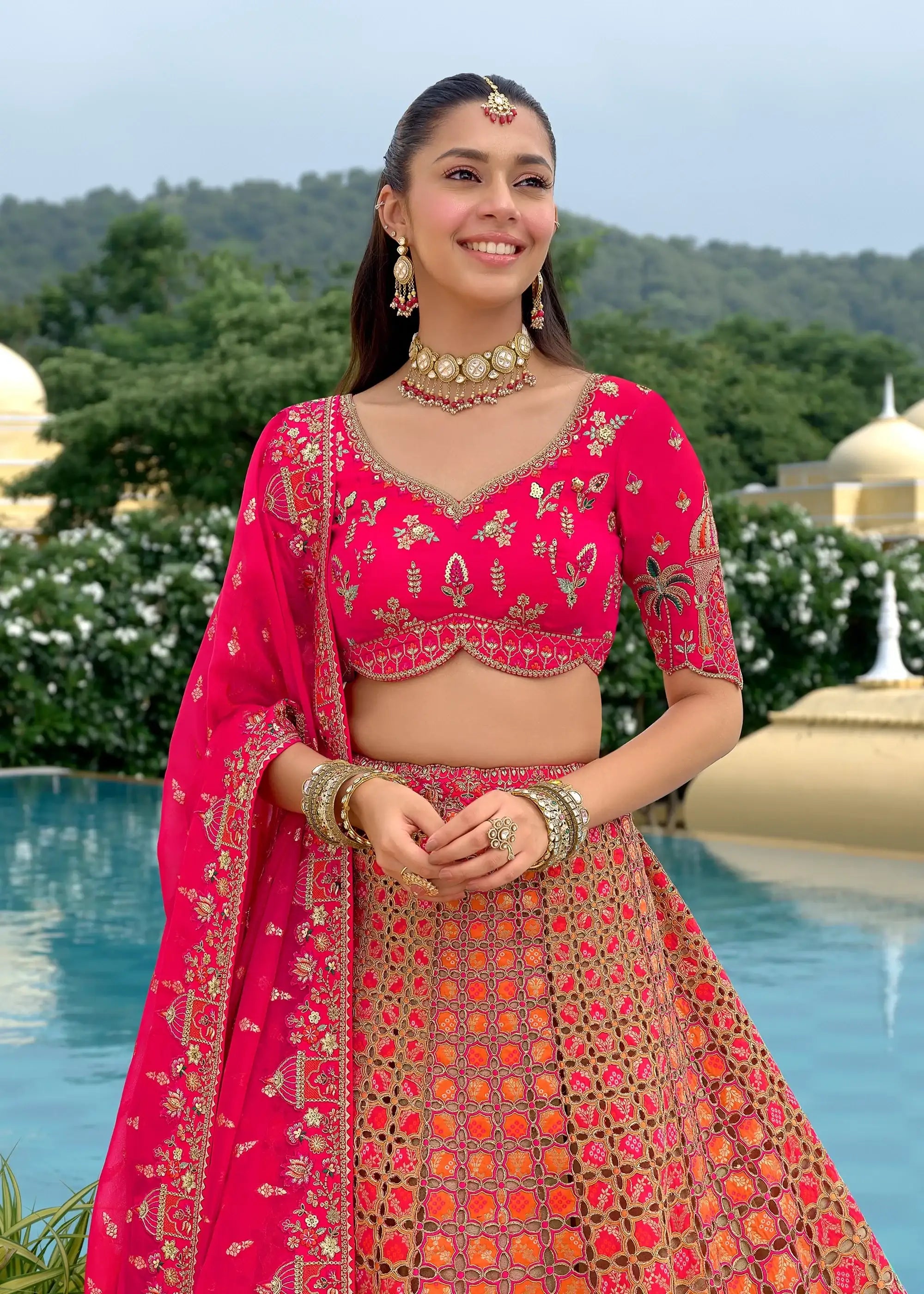 Nayoora Anaara Artisanal Embroidered Silk Heritage Lehenga
