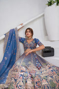 Nayoora Teal Regalia Artisanal Organza Tissue Heritage Lehenga