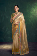 Nayoora Royale Artisanal Golden Ochre Tissue Silk Saree
