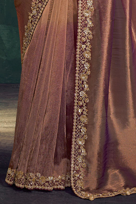 Nayoora Royale Artisanal Rose Metallic Silk Saree