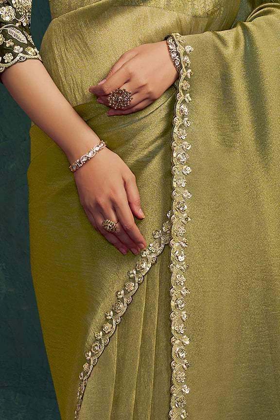 Nayoora Royale Artisanal Olive Metallic Silk Saree