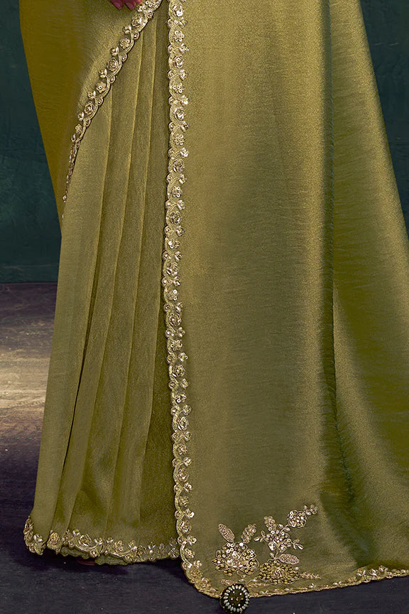Nayoora Royale Artisanal Olive Metallic Silk Saree