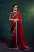 Nayoora Royale Artisanal Ruby & Wine Ombre Silk Saree