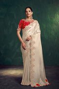 Nayoora Royale Artisanal Pearl Tissue Silk Saree with Bandhani Blouse