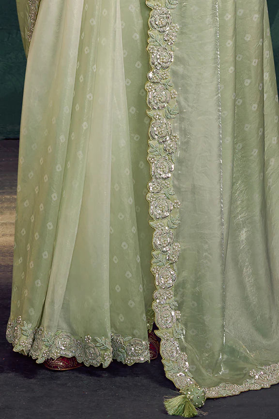 Nayoora Royale Artisanal Mint Sage Tissue Silk Saree