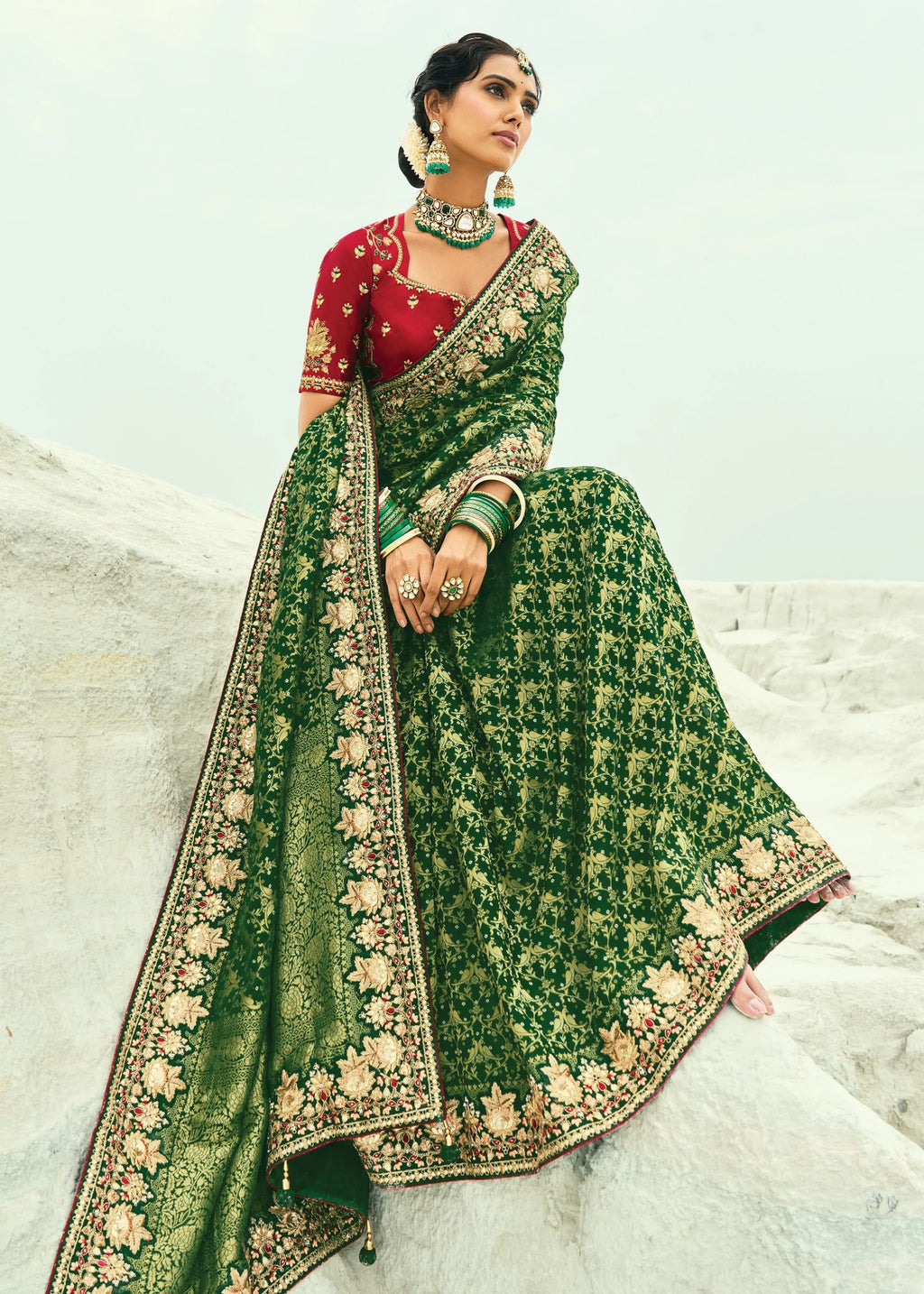 Nayoora Emerald Royale Georgette Embroidered Saree