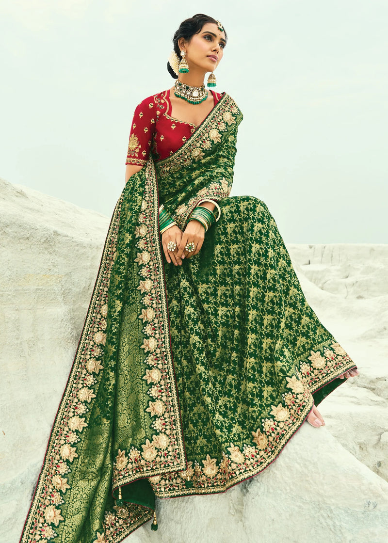 Nayoora Emerald Royale Georgette Embroidered Saree