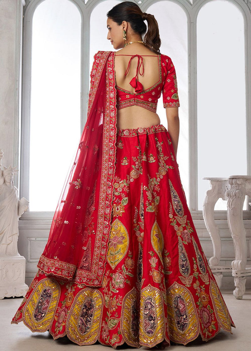 Nayoora Crimson Heritage Embroidered Silk Lehenga Set