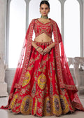 Nayoora Crimson Heritage Embroidered Silk Lehenga Set