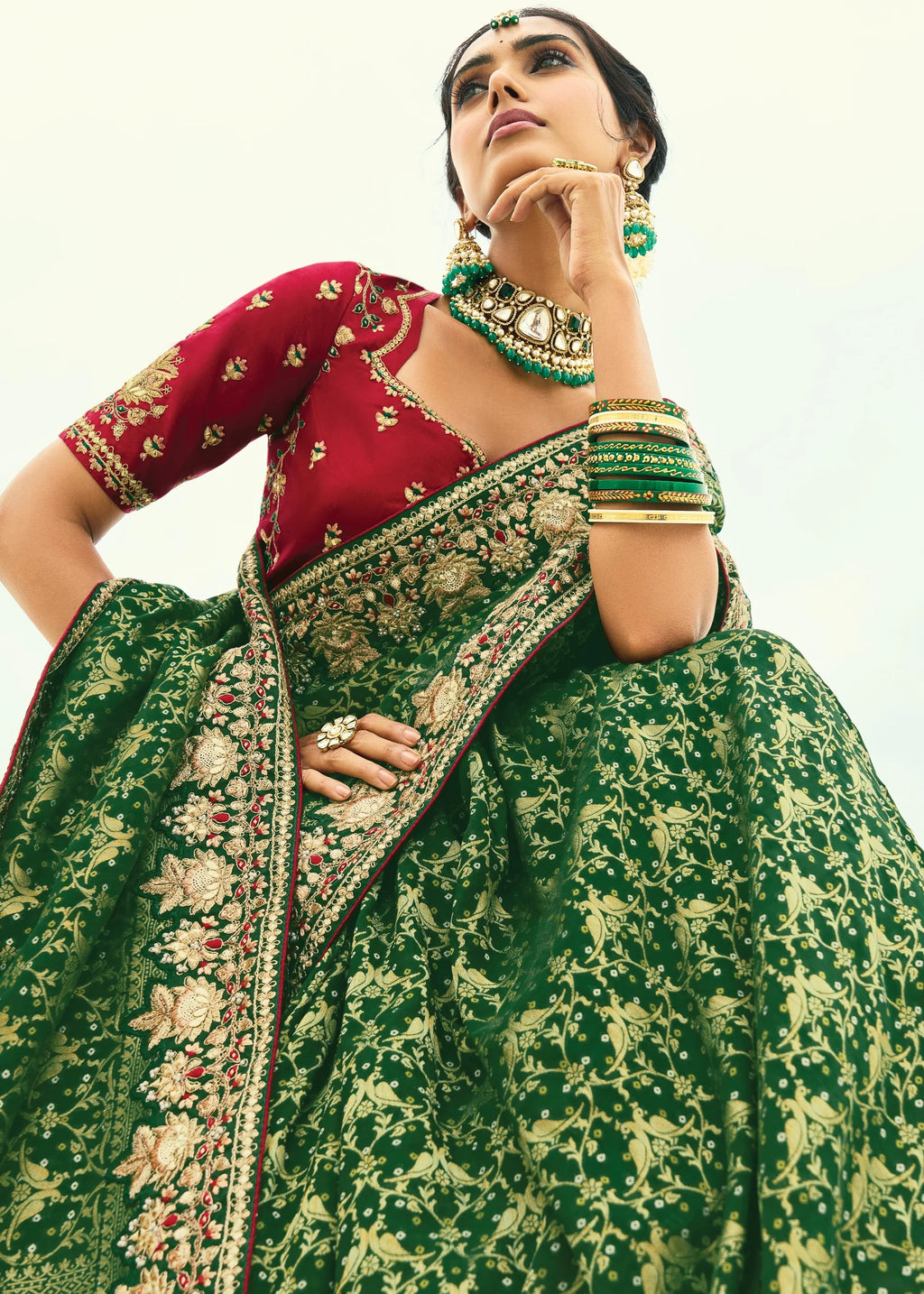 Nayoora Emerald Royale Georgette Embroidered Saree