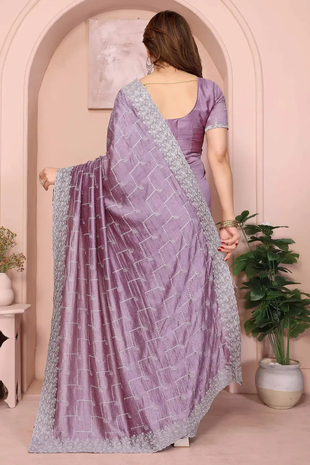 Nayoora Lavanya Artisanal Lavender Twill Net Saree