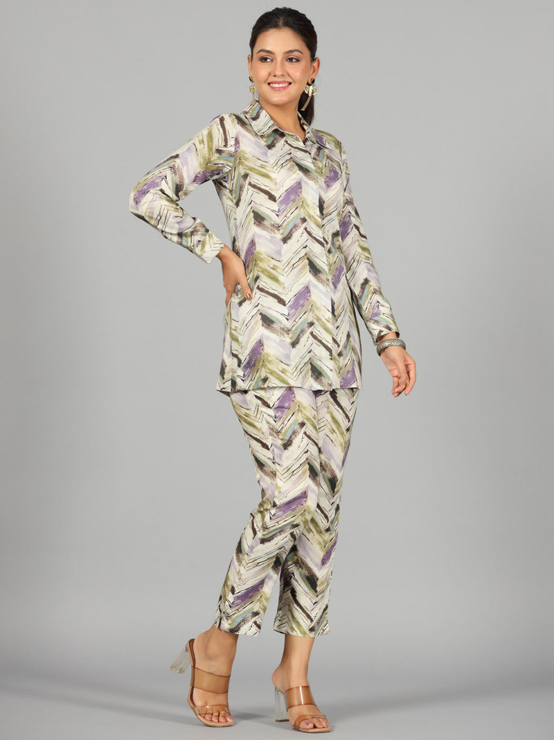 Nayoora Sage Chevron Luxe Co-Ord Set