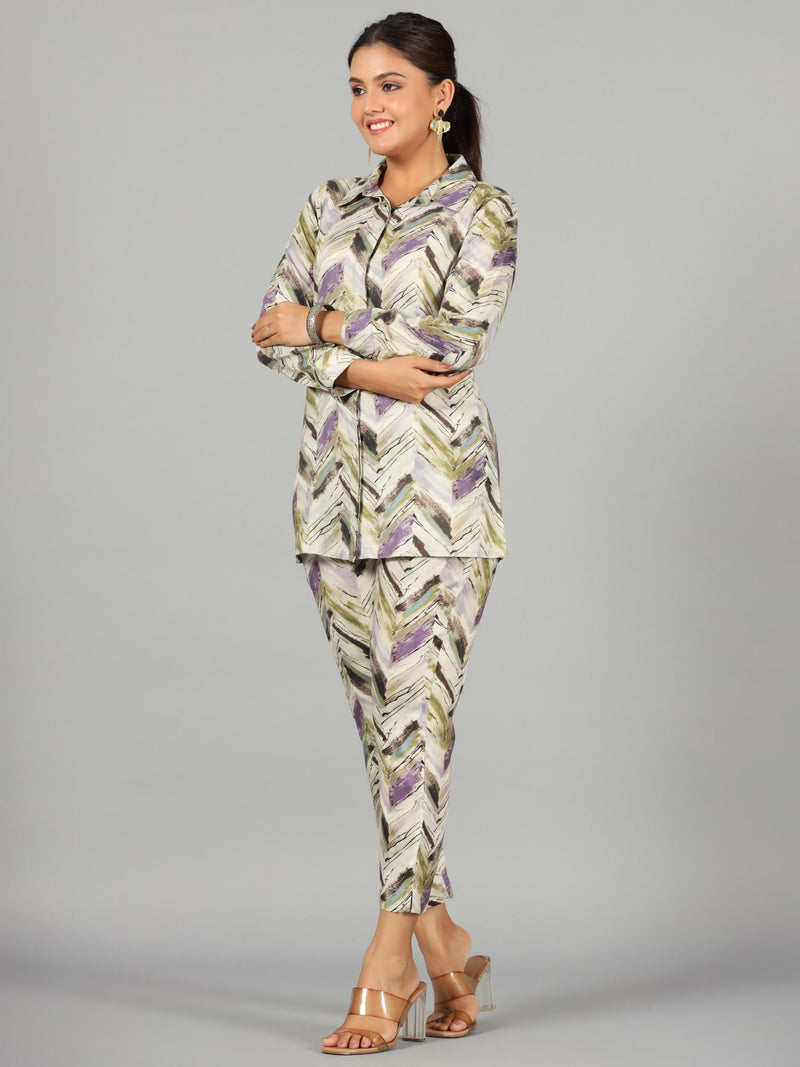 Nayoora Sage Chevron Luxe Co-Ord Set