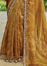 Nayoora Antique Gold Two-Tone Satin Silk Embroidered Saree