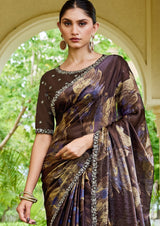 Nayoora Espresso Plum Aurora Satin Silk Saree