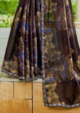 Nayoora Espresso Plum Aurora Satin Silk Saree