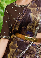 Nayoora Espresso Plum Aurora Satin Silk Saree