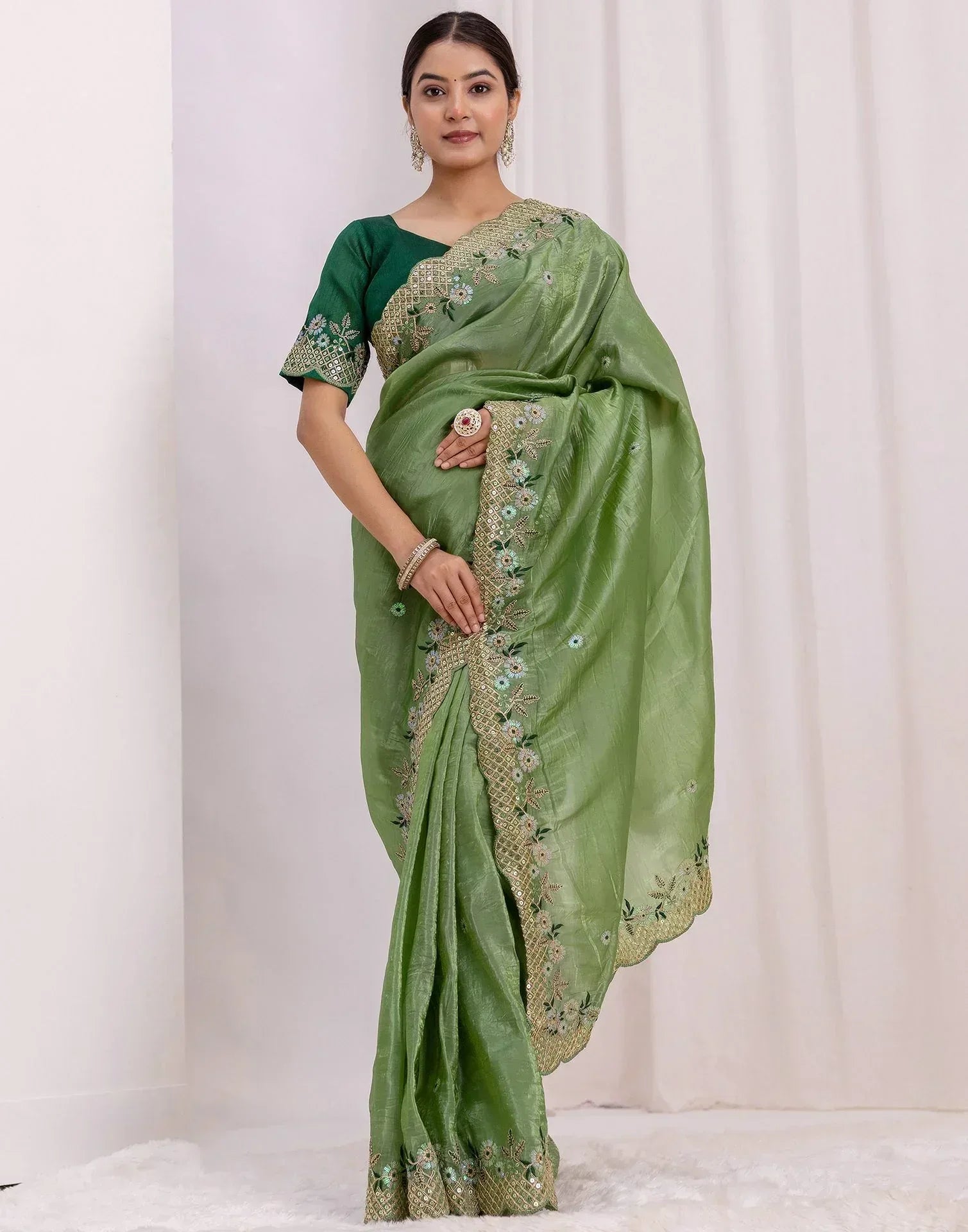 Nayoora Gold Crush Embroidered Premium Festive Saree - Nayoora