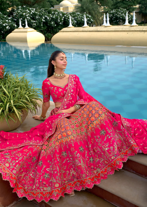 Nayoora Anaara Artisanal Embroidered Silk Heritage Lehenga