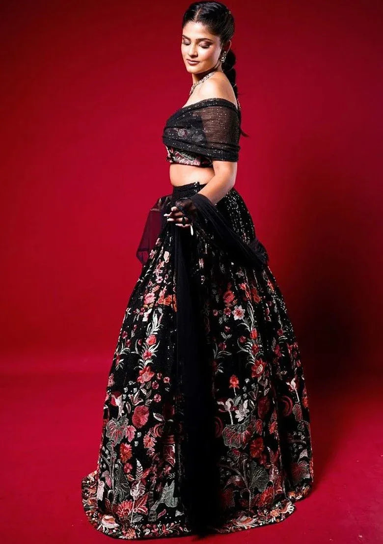 Nayoora Sequin Embroidered Faux Georgette Lehenga Set - Nayoora