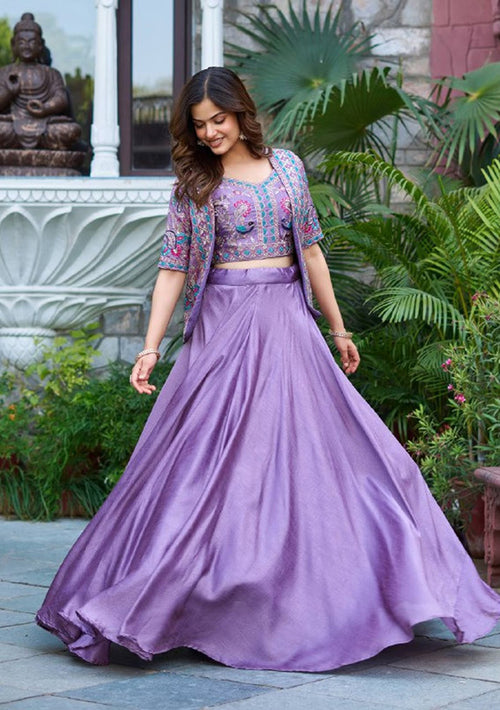 Nayoora Pure Vichitra Silk Thread Work Lehenga Set