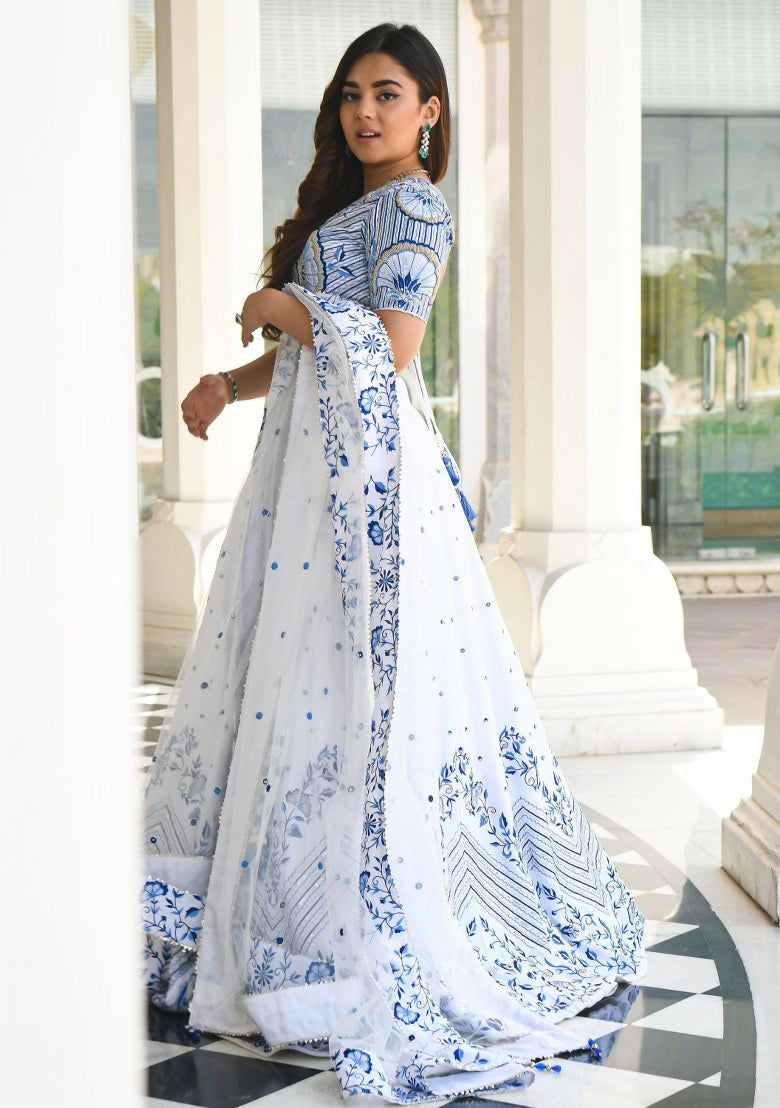 Nayoora Azure Royale Embroidered Lehenga Set