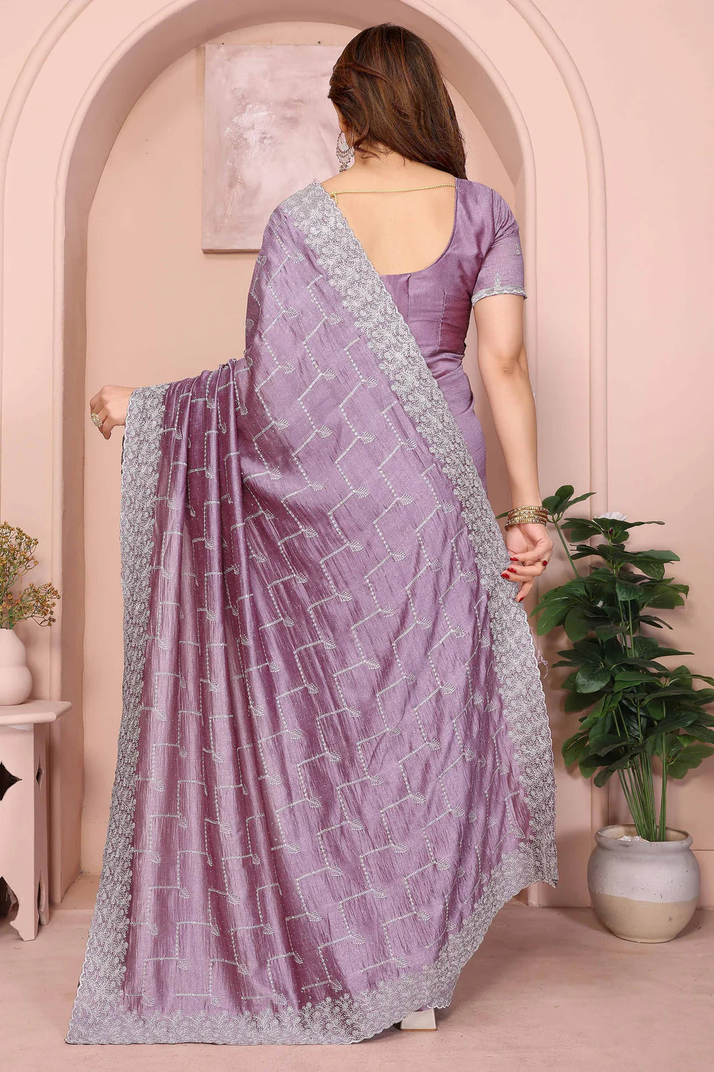 Nayoora Lavanya Artisanal Lavender Twill Net Saree