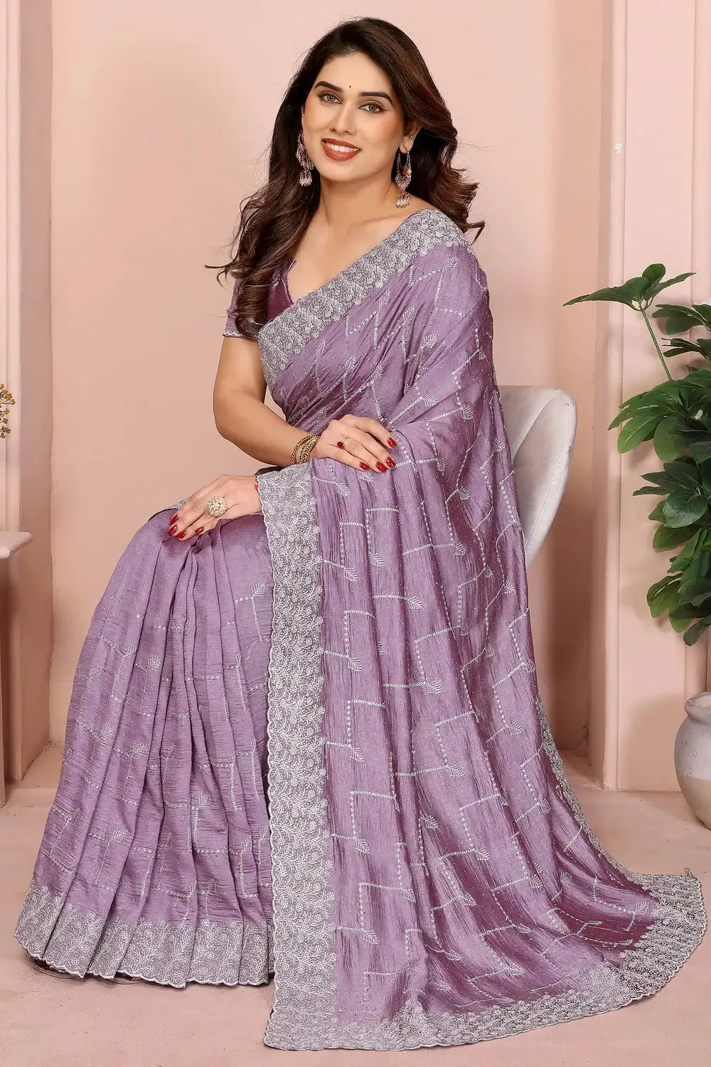 Nayoora Lavanya Artisanal Lavender Twill Net Saree