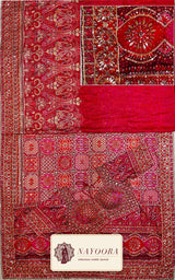 Nayoora Pink Multicolour Natural Crepe Aari Handwork Designer Saree with Stitched Blouse