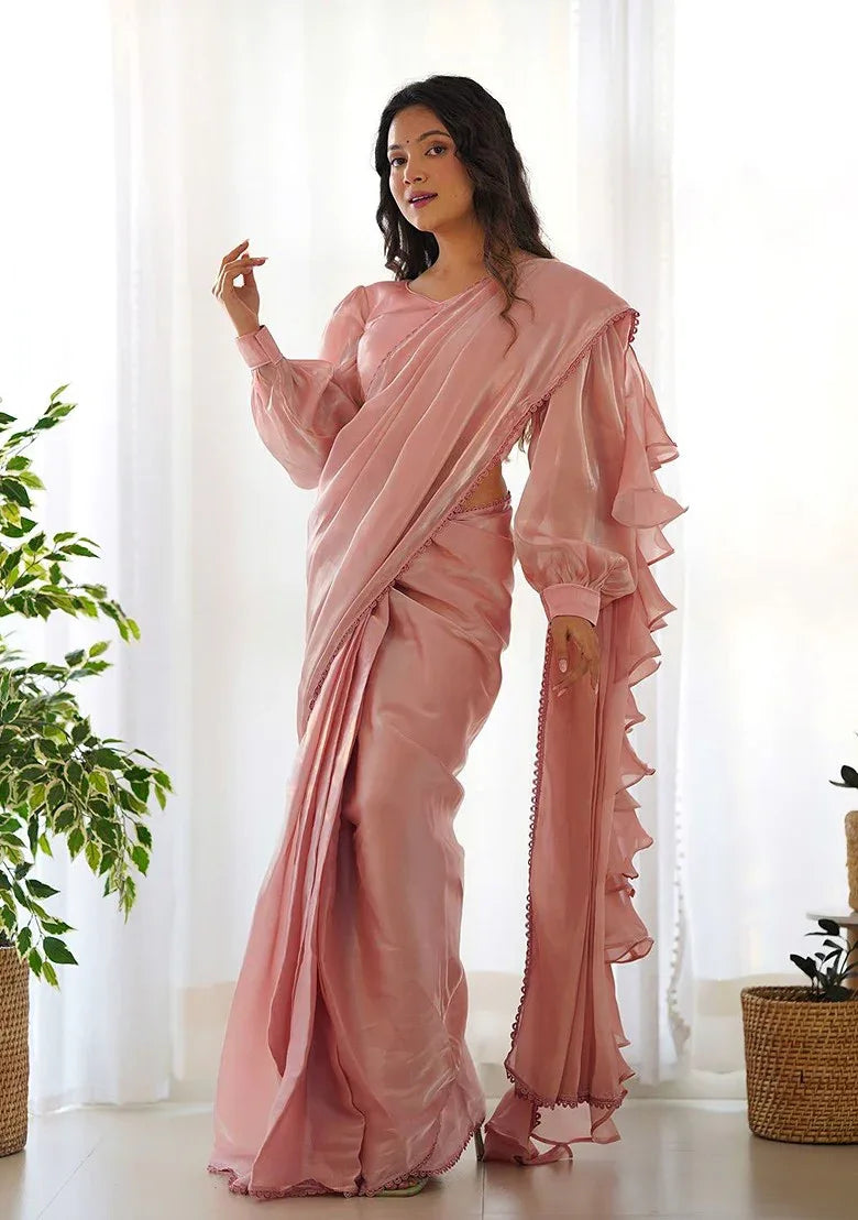 Nayoora Shimmer Ruffle Ready-to-Wear Jimmy Choo Ruffle Saree - Nayoora