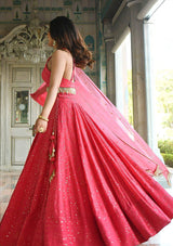 Nayoora Coral Glow Sequin Embroidered Lehenga Set