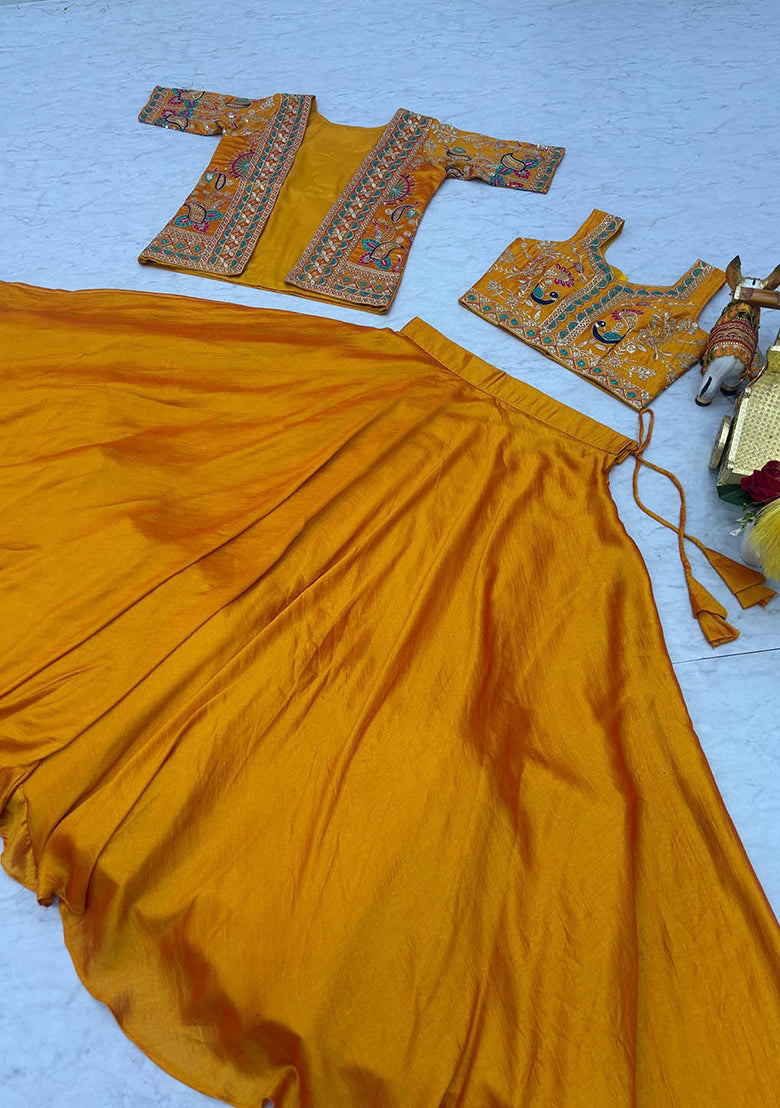 Nayoora Pure Vichitra Silk Thread Work Lehenga Set