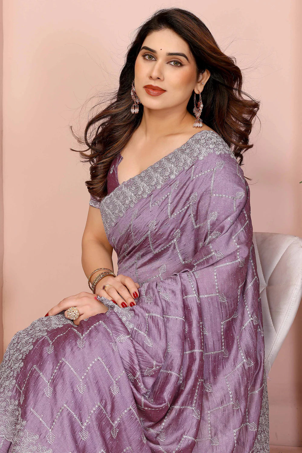 Nayoora Lavanya Artisanal Lavender Twill Net Saree
