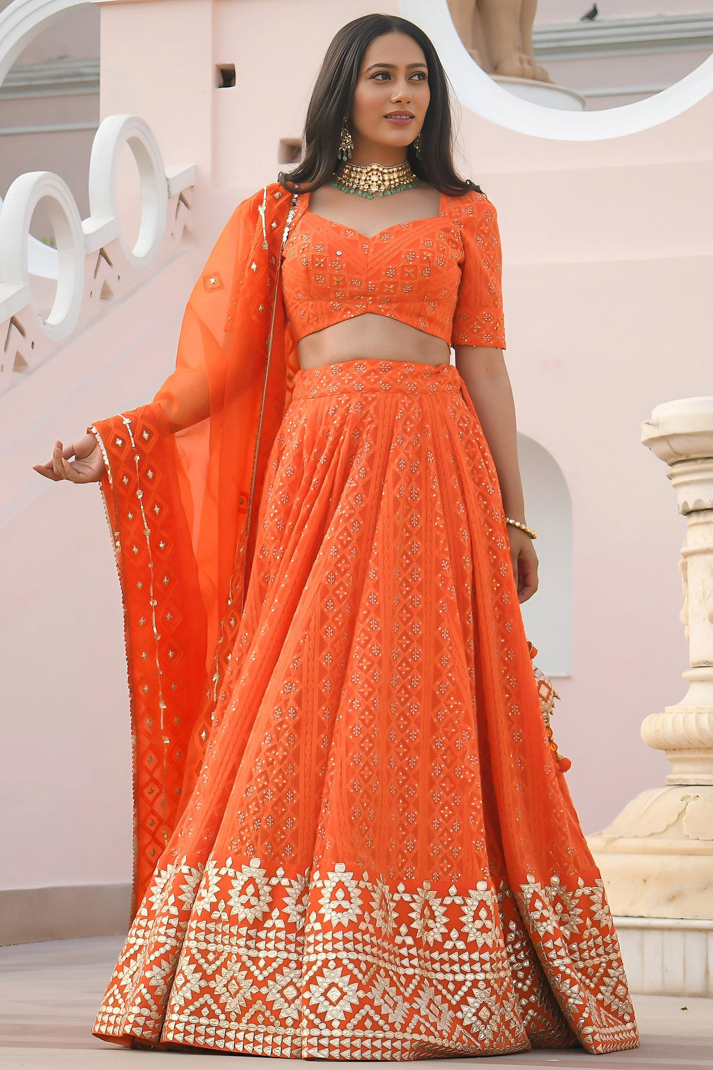 Nayoora Saffron Royale Gotta Embroidered Lehenga Set