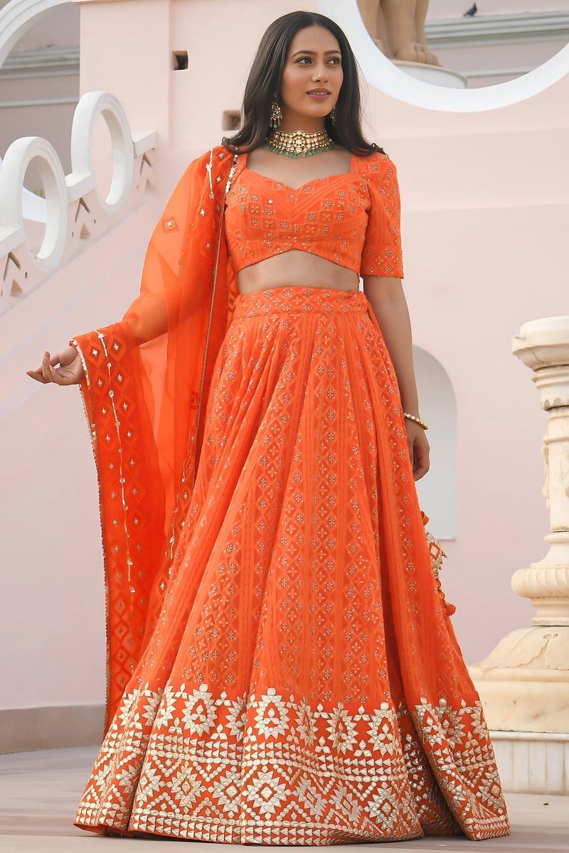 Nayoora Saffron Royale Gotta Embroidered Lehenga Set