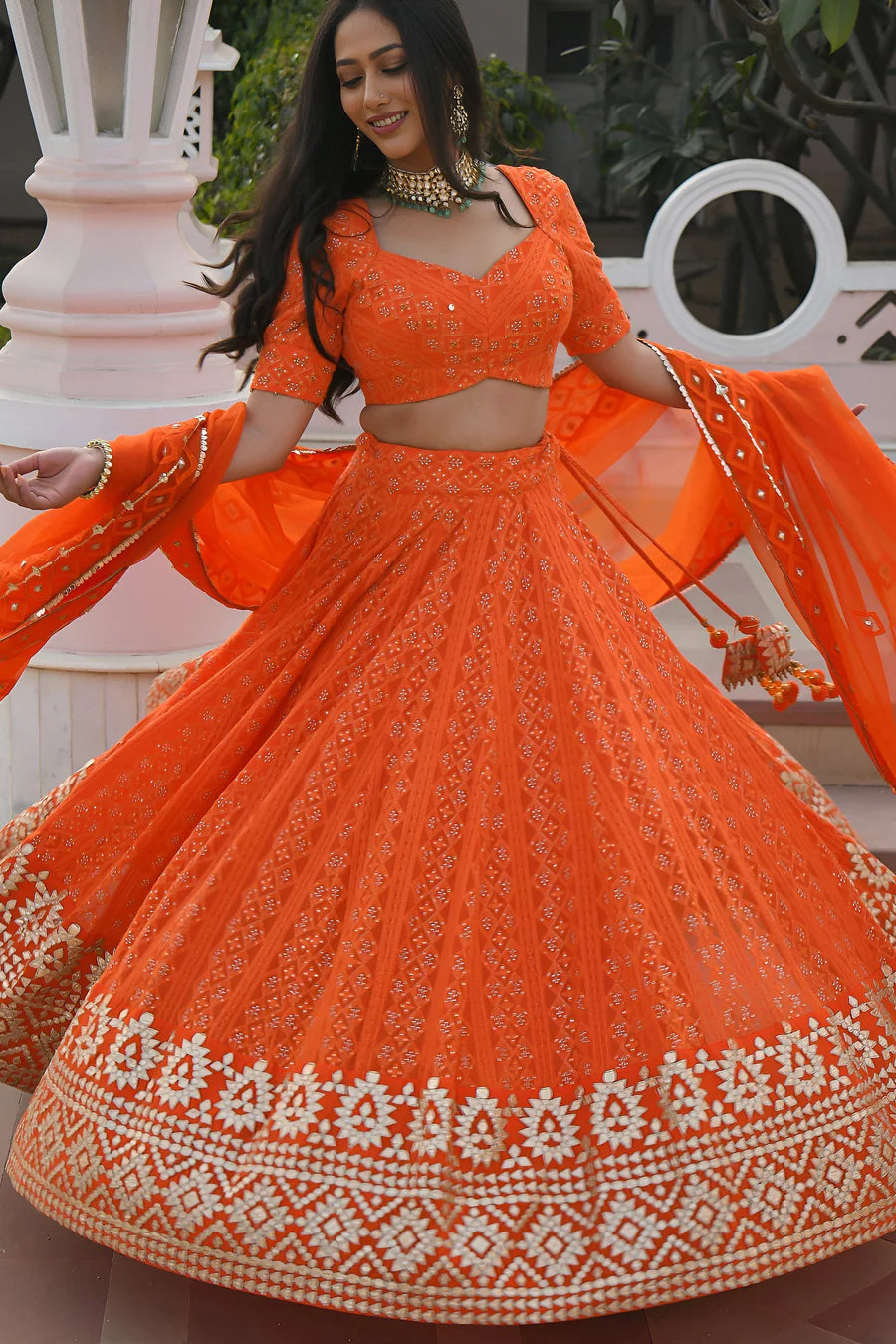 Nayoora Saffron Royale Gotta Embroidered Lehenga Set