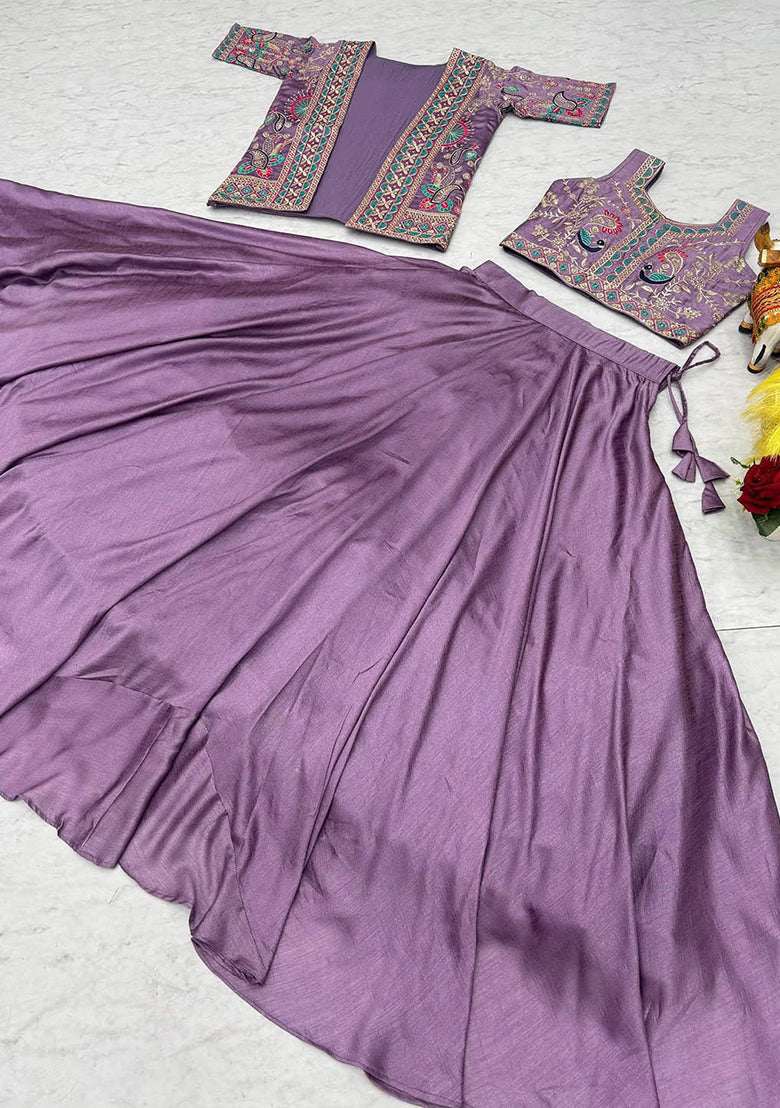 Nayoora Pure Vichitra Silk Thread Work Lehenga Set