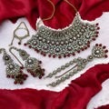 Nayoora Maroon Bridal Kundan Jewellery Set