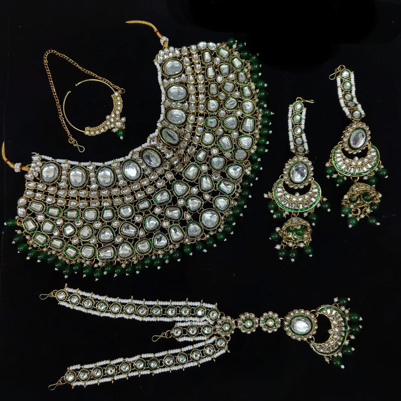 Nayoora Emerald Green Bridal Kundan Jewellery Set